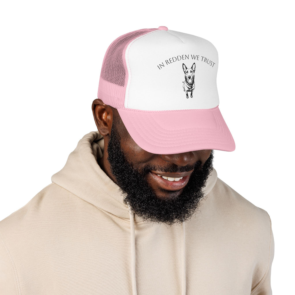 In Redden We Trust Trucker Hat — Dog Rescue K9 Foam Cap