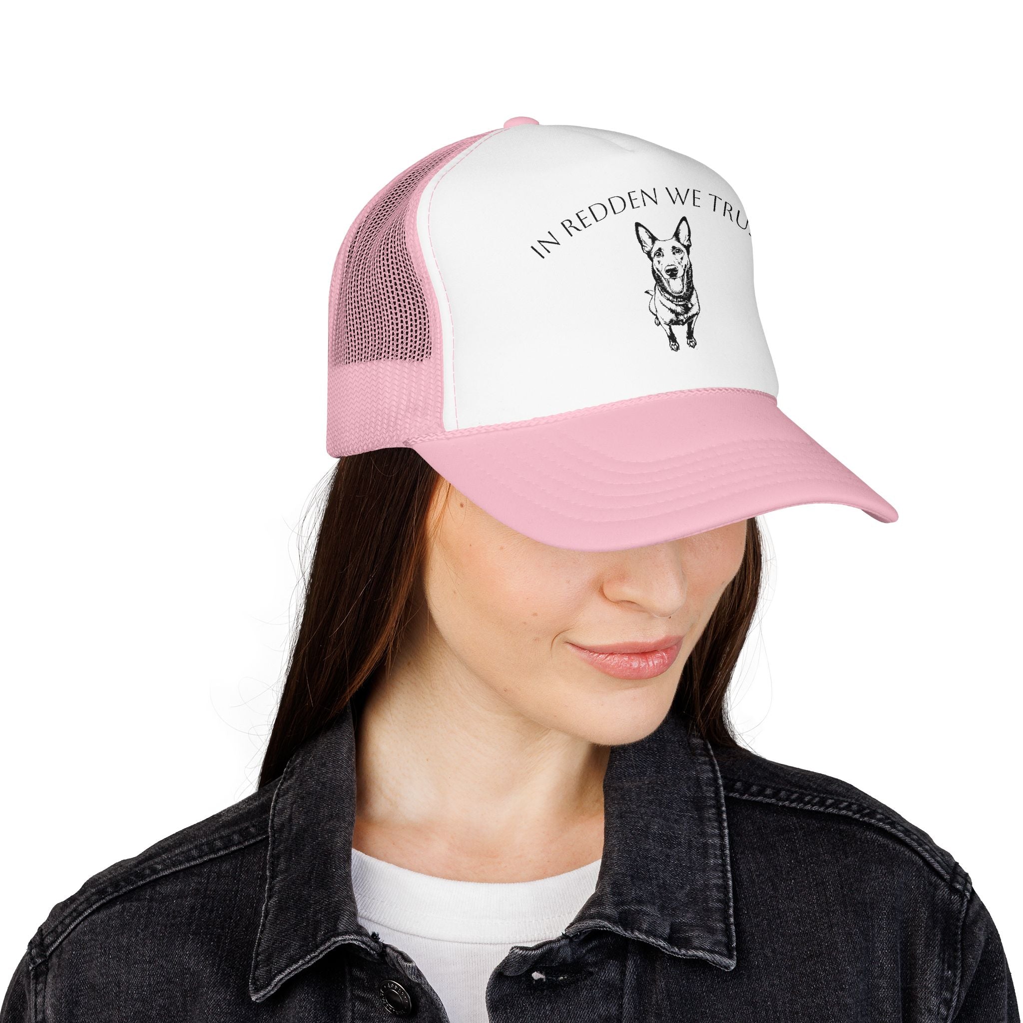 In Redden We Trust Trucker Hat — Dog Rescue K9 Foam Cap