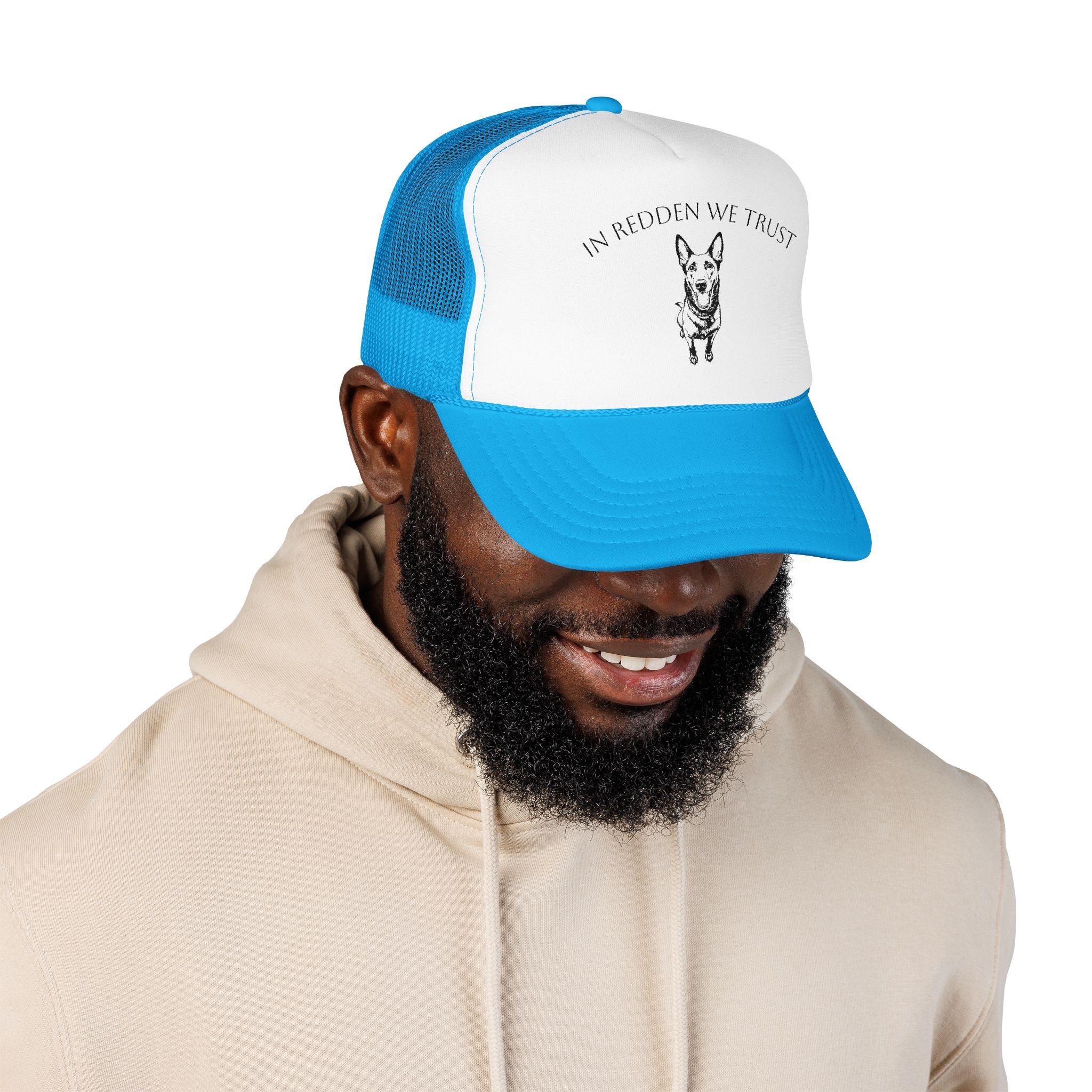 In Redden We Trust Trucker Hat — Dog Rescue K9 Foam Cap