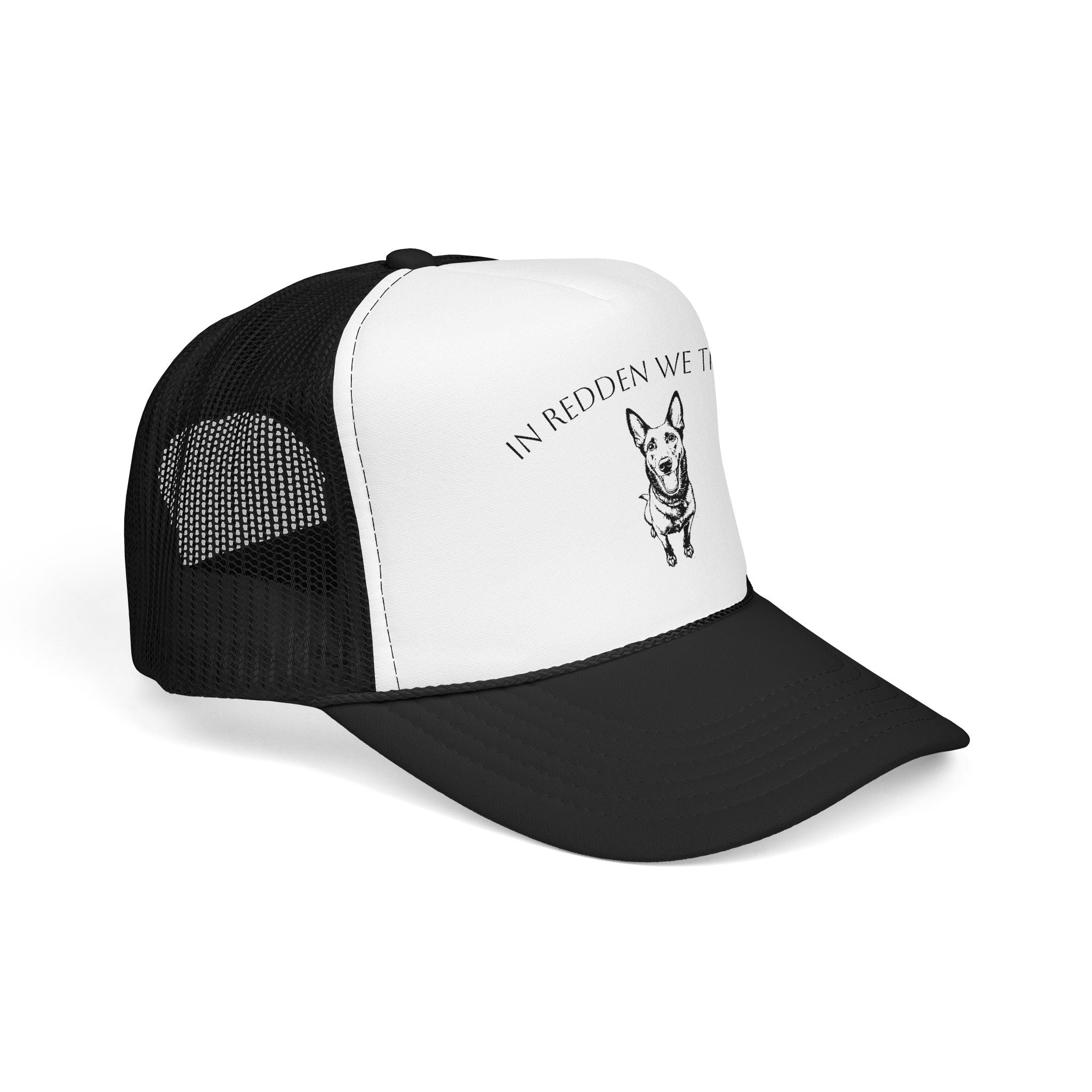 In Redden We Trust Trucker Hat — Dog Rescue K9 Foam Cap
