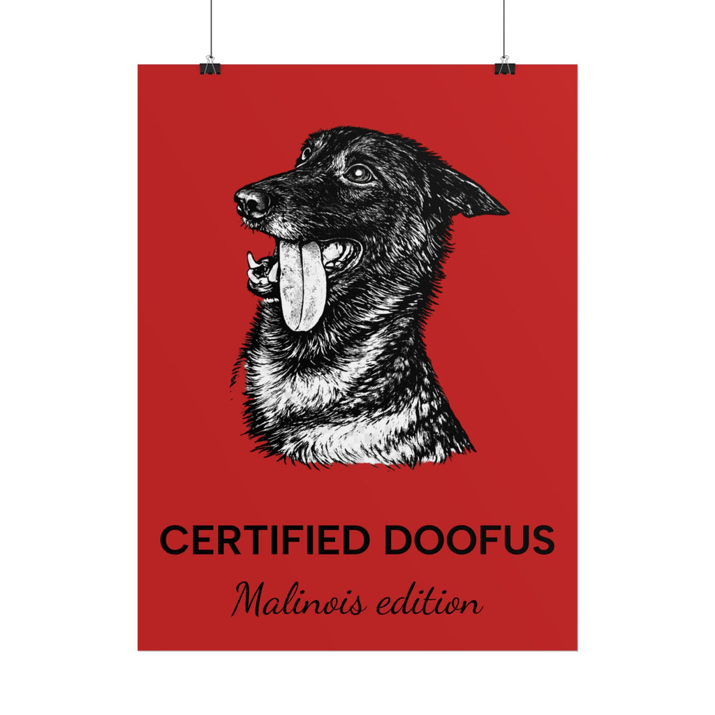 Rolled Poster — "Certified Doofus: Malinois Edition" Dog Art Print