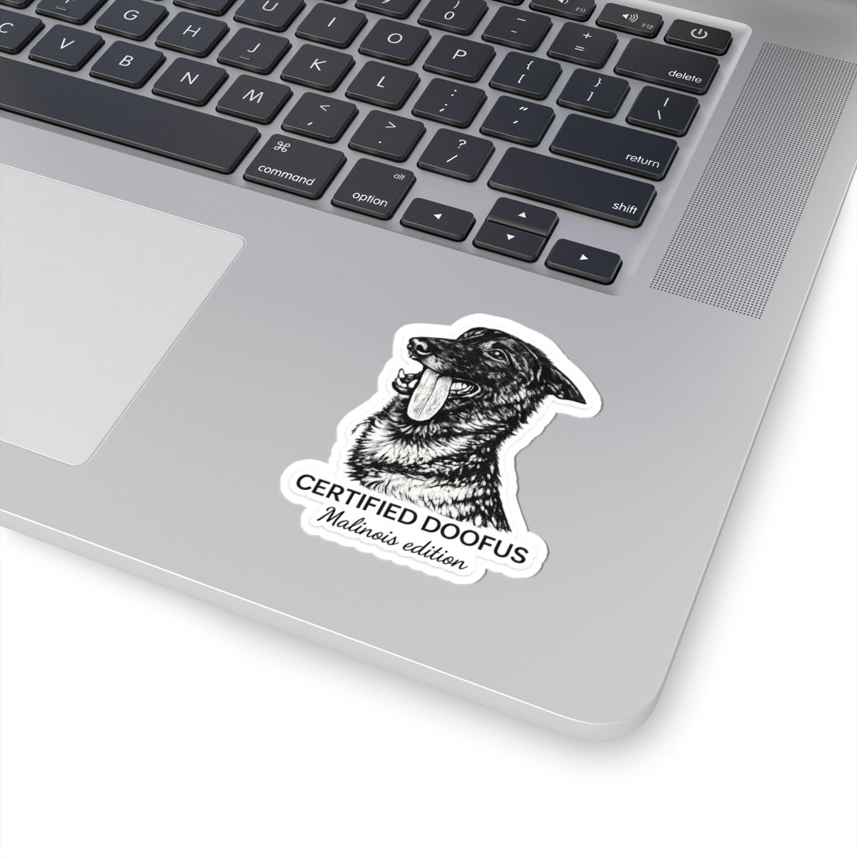 Belgian Malinois Sticker — "Certified Doofus"
