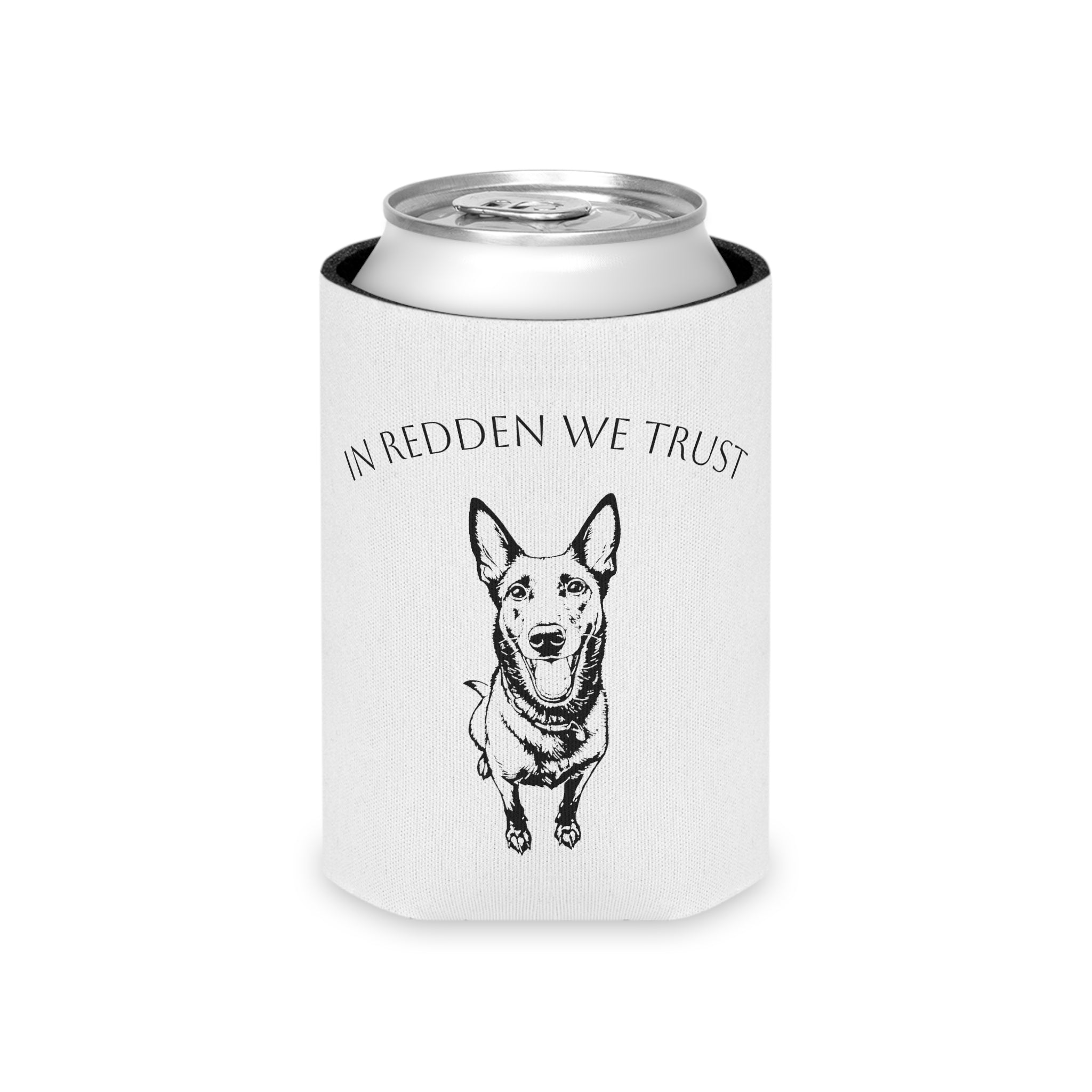 Can Cooler — "In Redden We Trust" Dog Can Cooler (ReddenTherescueMal Est. 2024)