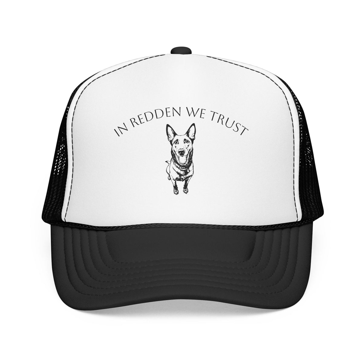 In Redden We Trust Trucker Hat — Dog Rescue K9 Foam Cap